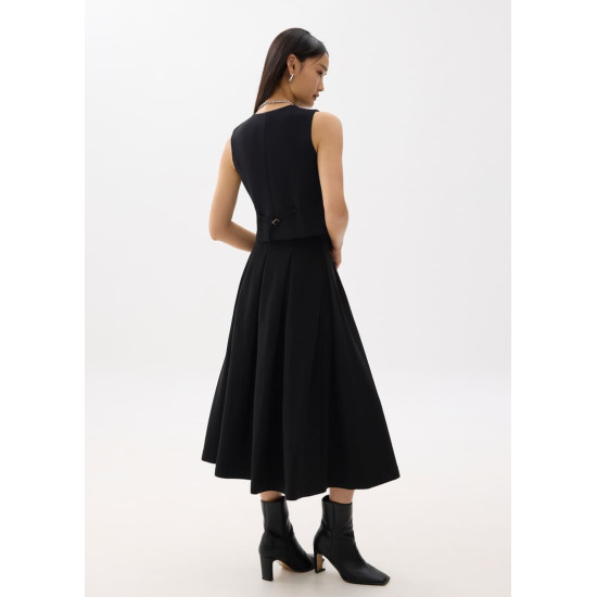 Lara Elastic Reversible Pleated Midi Skirt