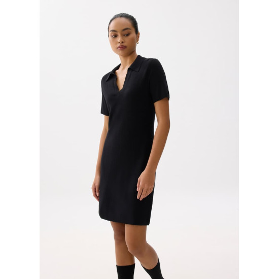 Collared Knit Shift Mini Dress