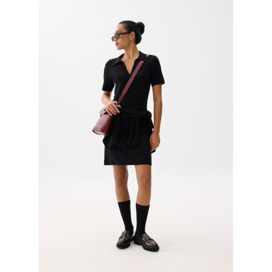 Collared Knit Shift Mini Dress