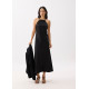 Padded Satin Halter Neck Maxi Dress