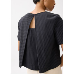 Striped Jacquard Round Neck Shell Top