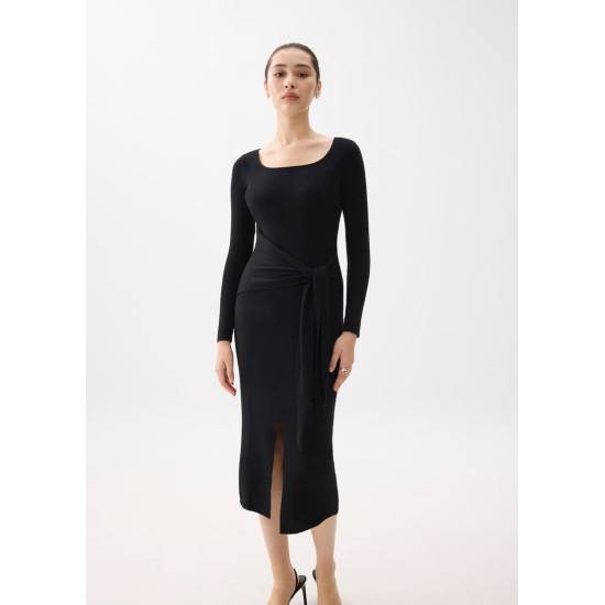 Knit Square Neck Bodycon Midaxi Dress