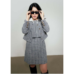 Zanna Detachable Collar Tweed Jacket