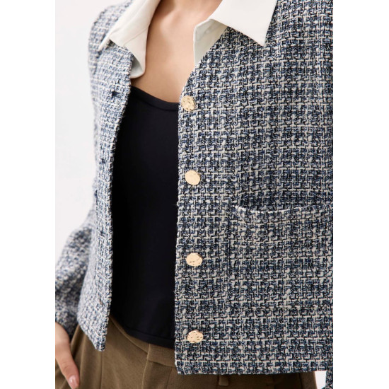 Zanna Detachable Collar Tweed Jacket