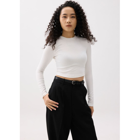 Mason Crop Crew Neck Long Sleeve Top