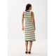 Striped Knit V-neck Column Midi Dress