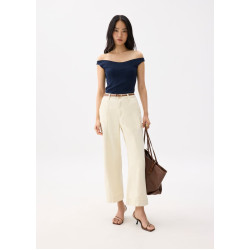 Cotton High Waist Straight Leg Pants