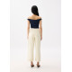 Cotton High Waist Straight Leg Pants