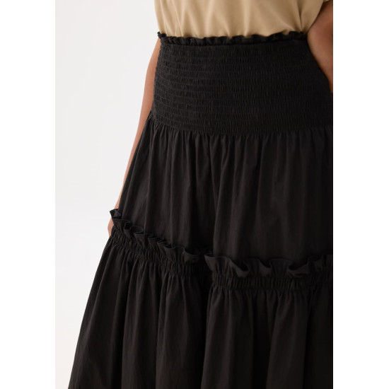 High Waist Tiered A-line Maxi Skirt