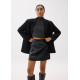 High Waist Vegan Leather A-line Mini Skirt