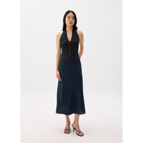 Textured High Waist Bias Cut Skirt