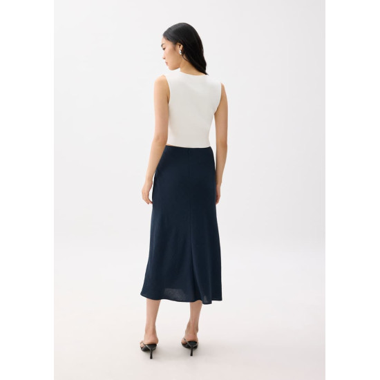 Textured High Waist Bias Cut Skirt