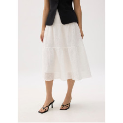 High Waist Crinkled Tiered Flare Midi Skirt