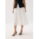 High Waist Crinkled Tiered Flare Midi Skirt