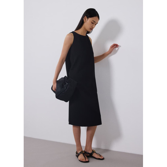 Neoprene Round Neck Shift Midaxi Dress