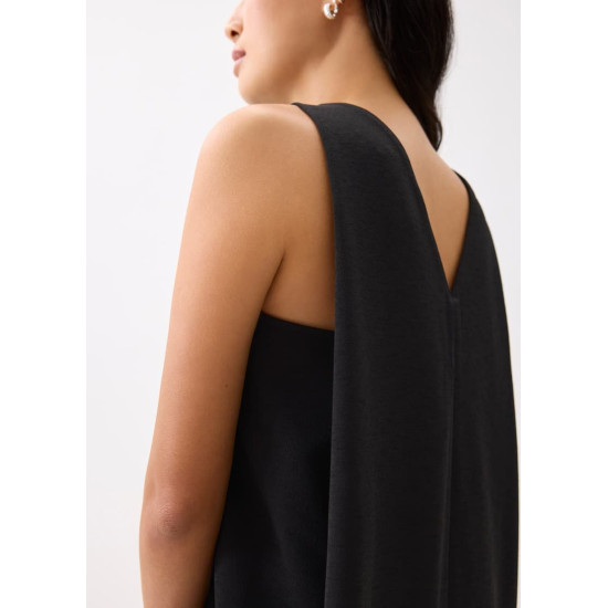 Neoprene Round Neck Shift Midaxi Dress