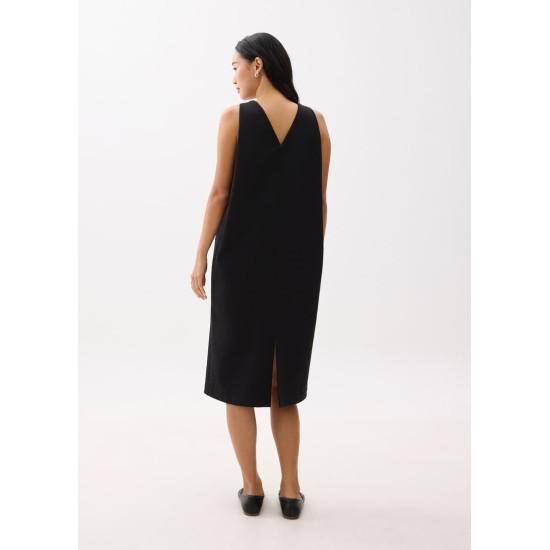 Neoprene Round Neck Shift Midaxi Dress