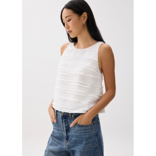 Fringe Round Neck Shell Top