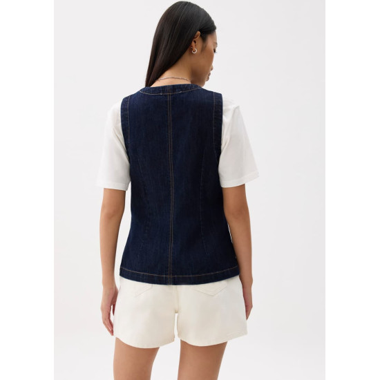 Denim Contrast Stitch Vest