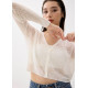 Sheer V-neck Crop Knit Cardigan