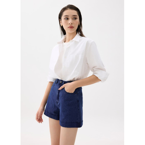 High Waist Denim A-line Shorts