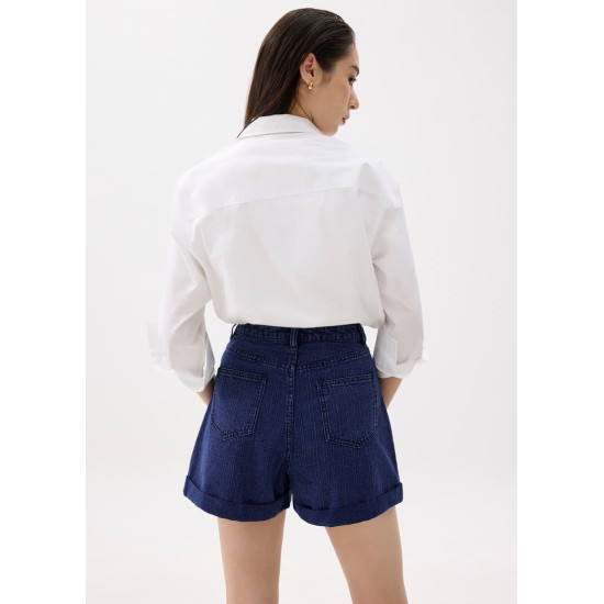 High Waist Denim A-line Shorts