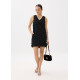 V-neck Fray Shift Mini Dress