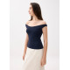 Knit Fitted Off Shoulder Top