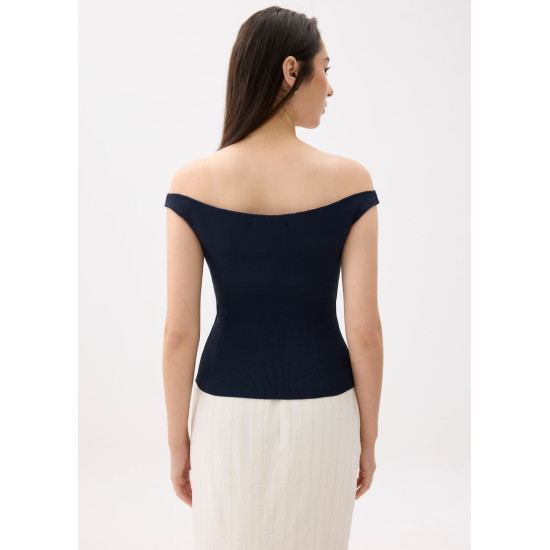 Knit Fitted Off Shoulder Top