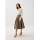 High Waist Pleated Flare Midi Skirt