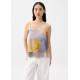 Abstract Satin Straight Neck Camisole Top