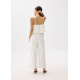 Straight Neck Bubble Wide Leg Jumpsuit