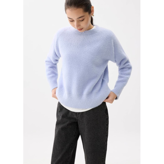 Oversized Round Neck Fuzzy Knit Sweater