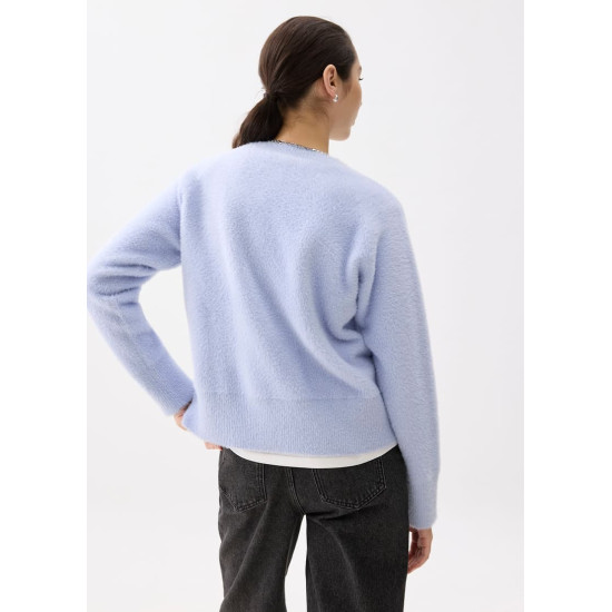 Oversized Round Neck Fuzzy Knit Sweater