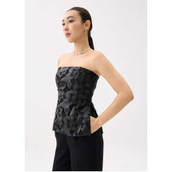 Padded Vegan Leather Lace Tube Top