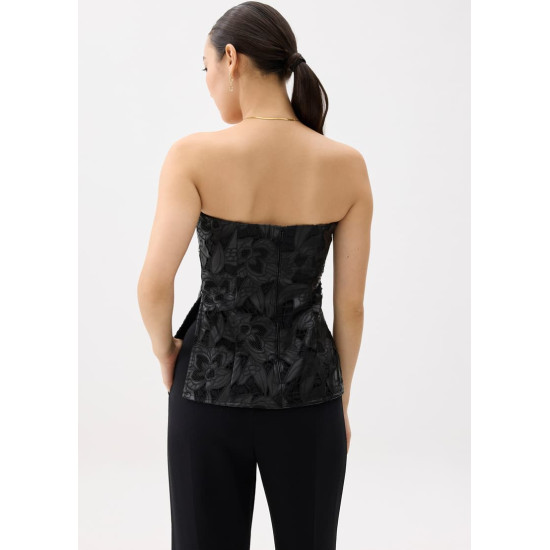 Padded Vegan Leather Lace Tube Top