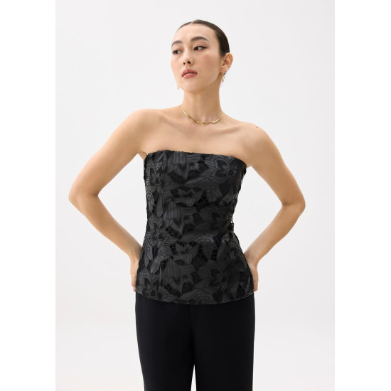 Padded Vegan Leather Lace Tube Top