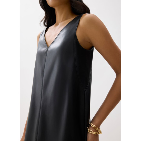 Reversible Vegan Leather Shift Mini Dress