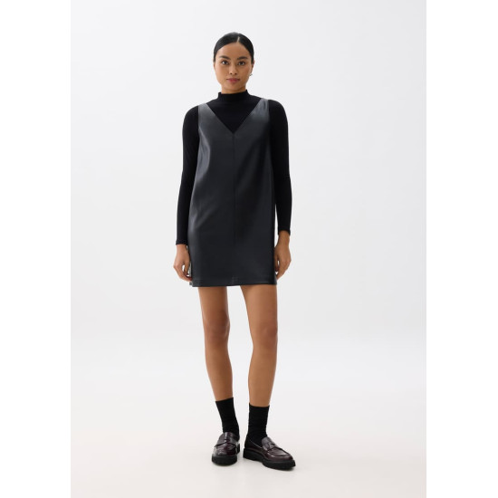 Reversible Vegan Leather Shift Mini Dress