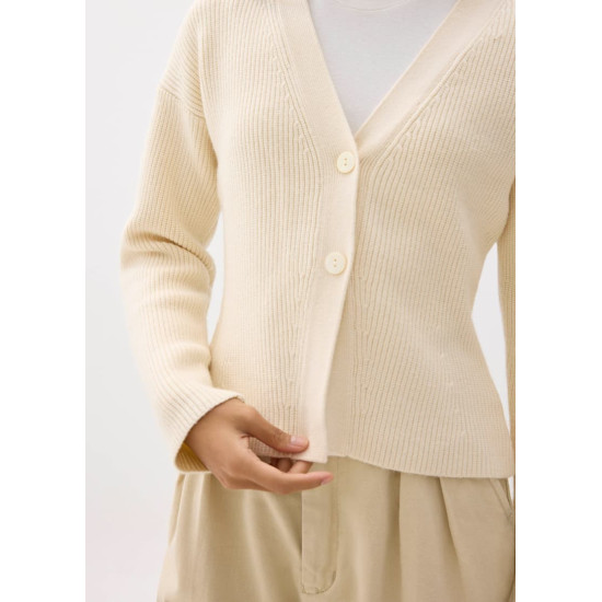 Ribbed V-neck Knit Cardigan