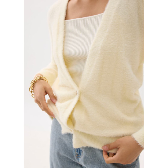 Relaxed Fuzzy Knit Cardigan