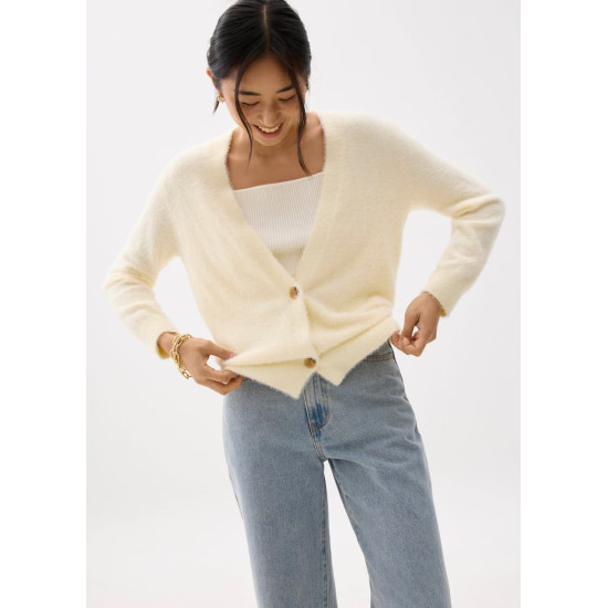 Relaxed Fuzzy Knit Cardigan