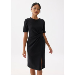 Front Twist Column Midi Dress