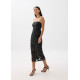 Padded Vegan Leather Lace Tube Midaxi Dress