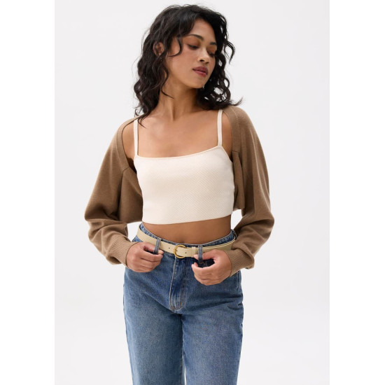 Batwing Crop Knit Cardigan