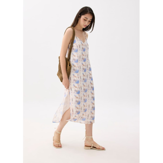 Abstract V-neck Column Midaxi Dress