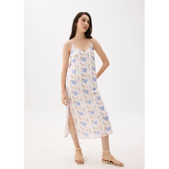 Abstract V-neck Column Midaxi Dress