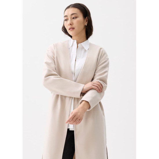 V-neck Straight Front Wrap Coat