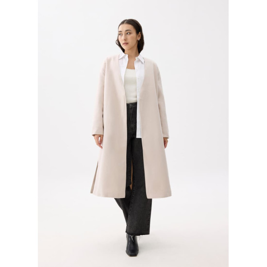 V-neck Straight Front Wrap Coat