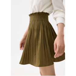 Elastic High Waist A-line Pleated Mini Skirt